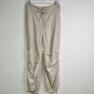 Linen Blend Cargo Pants Joggers By Love Tree Pleated Knees Adjustable Ankle Sz L